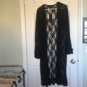 Black Lace Long Shawl